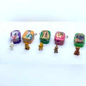 Vintage Retro Keyring metal dog storage tin Lot